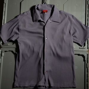 Grey Polyester/Spandex Rockabilly Button Up Shirt Large
